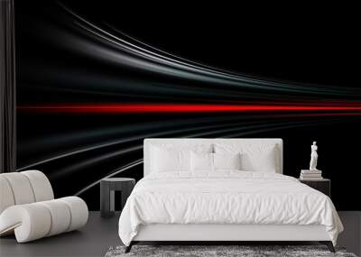 Abstract background of long exposure red tale light on black ,Technology background Wall mural