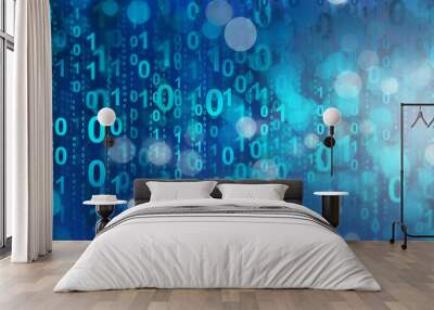 
Abstract blue digital binary data on computer screen  Wall mural