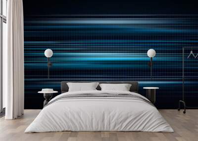 
Abstract blue light trails in the dark, motion blur effect  Wall mural