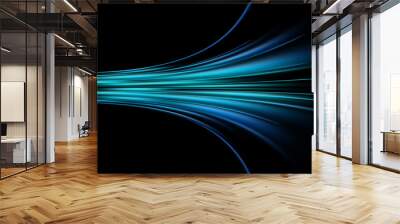 Abstract blue light trails in the dark, motion blur effect Wall mural