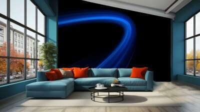 Abstract blue speed lights movement forming round disk shape or light way through space, digital tech background cover Wall mural