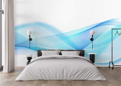 
Abstract blue wave background with halftone Wall mural