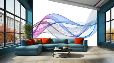 Abstract colorful flowing wave lines isolated on white background. Design element for technology, science, music or modern concept Wall mural