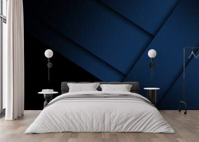 Abstract dark neon blue line background
 Wall mural