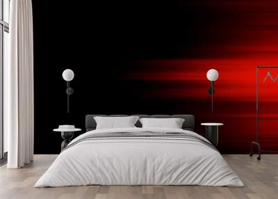 Abstract dark red speed light tail on black background Wall mural