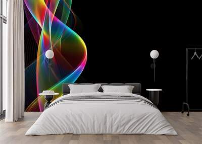 Abstract multicolored light waves background Wall mural