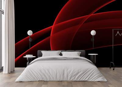 Abstract red wave curve smooth on black design modern luxury technology background illustration Wall mural