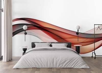 Abstract smooth color wave . Curve flow red motion illustration Wall mural