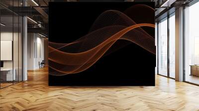 Abstract smooth wave Curve flow orange motion Orange wave flow Wall mural