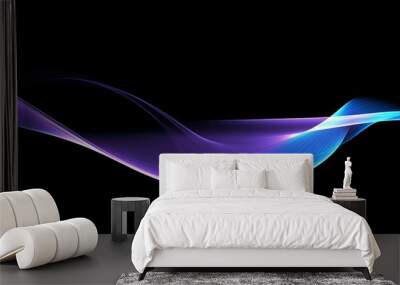 Abstract wave lines pattern dynamic colorful light flowing isolated on black background Wall mural