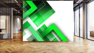 Abstract white and green geometric square shape overlapping layer background
 Wall mural