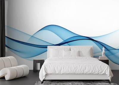 Blue abstract lines swoosh wave Smooth wave border background Wave blue flow Wall mural