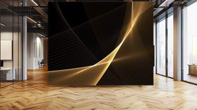 Golden wave on black background , luxury modern concept Wall mural