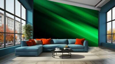 Illustration of light ray, stripe line with green light, speed motion background Wall mural