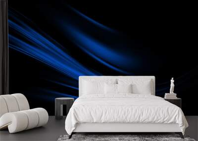 Modern black background with dynamic blue lights effects Wall mural