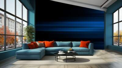 Modern blue abstract high-speed light motion effect on black background Wall mural