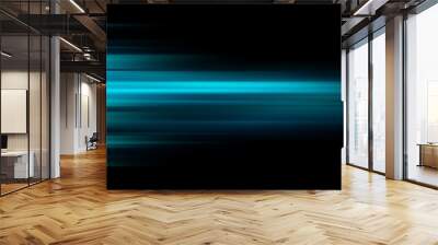 Modern neon blue abstract high-speed light motion effect on black background Wall mural