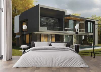 Gorgeous contemporary mansion with luxury waterfal 2 Wall mural