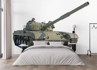 The old Russian tank on a white background. Wall mural