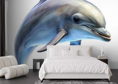 dolphin jumping isolated on white Wall mural