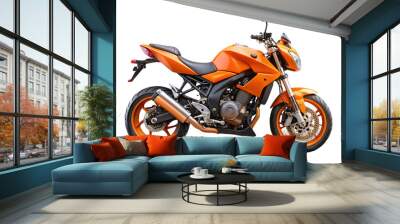 Orange sports bike motorcycle on a transparent background Wall mural