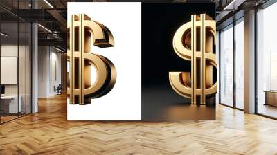 Golden 3D Dollar money $ sign Wall mural