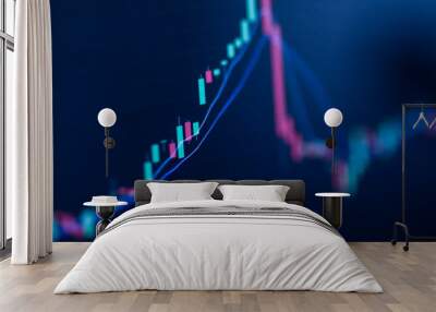 Stock exchange market chart, Stock market data on LED display. Business analysis concept. Wall mural