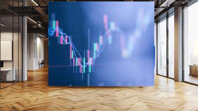 Stock exchange market chart, Stock market data on LED display. Business analysis concept. Wall mural