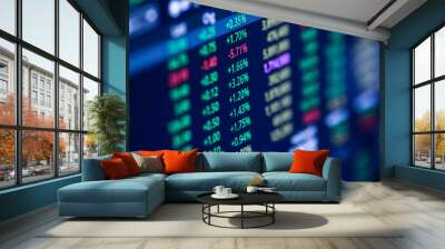 Stock exchange market chart, Stock market data on LED display. Business analysis concept. Wall mural