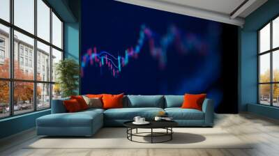 Stock exchange market chart, Stock market data on LED display. Business analysis concept. Wall mural