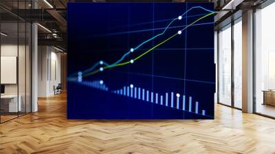 Stock exchange market graph on LED screen for business concept. Wall mural