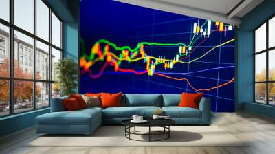 Stock exchange market graph on LED screen for business concept. Wall mural