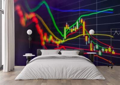 Stock exchange market graph. Finance, exconomic, business concept. Wall mural