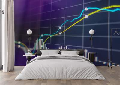 Stock exchange market graph. Finance, exconomic, business concept. Wall mural