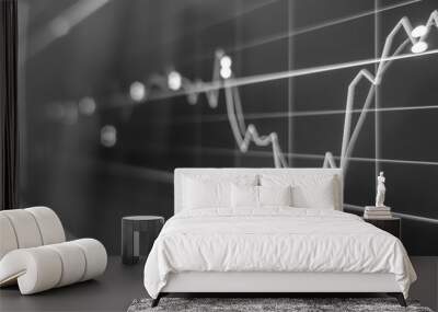 Stock exchange market in black and white on LED screen. Finance and economic concept. Wall mural