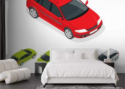 Crossover car isolated on white. Flat 3d isometric illustration. Wall mural