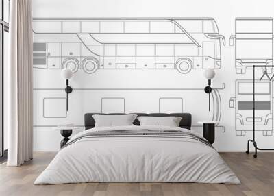 Double-deck multi-axle luxury touring coach. Commercial vehicle. Intercity bus vector illustration. Wall mural