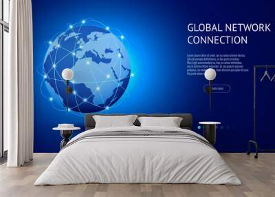 Global network connection concept. Best Internet, global business. World map point and line composition vector illustration Wall mural