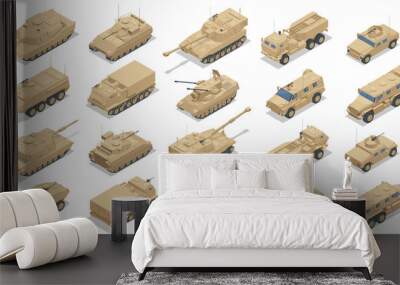 Isometric Armored vehicle set. Infantry fighting vehicle. Wall mural