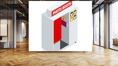 Isometric Compact Photo Booth. Flat 3d isometric illustration. For infographics and design games. Photorealistic and Template photo design. Wall mural