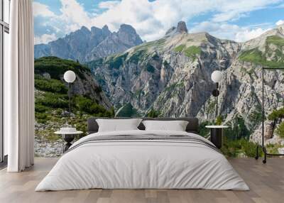 Rugged Mountain Ranges in Tre Cima Natural Park Area in the Italian Dolomites. Wall mural