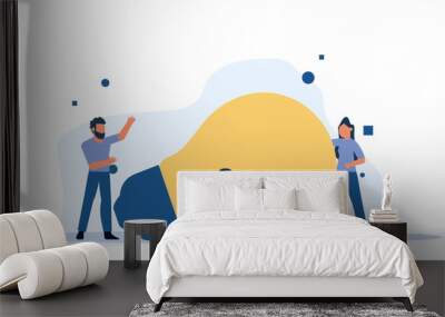 Explore our creative isolated idea with businessman vector illustration, showcasing development and success in the modern world of web services. Discover the power of information and communication Wall mural