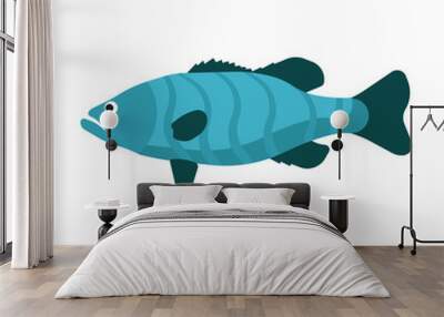 Fish side view vector icon sea animal illustration. Underwater cartoon ocean life. Blue wildlife flat exotic symbol Wall mural