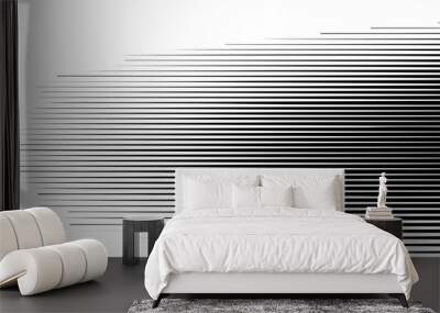 Horizontal line pattern. From thin line to thick. Parallel straight lines monochrome pattern geometric texture. Black streak. Faded dynamic backdrop. Vector illustration Wall mural