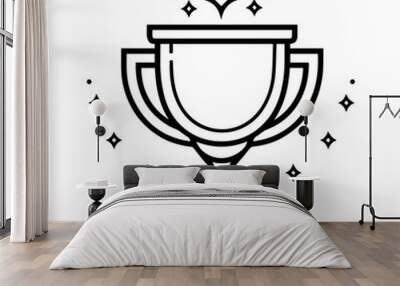 prize icon or modern line symbol. Vector line art and icon design with bold outline. Black and white Pixel Perfect minimalistic symbol isolated white background. Silhouette simple thin sign Wall mural