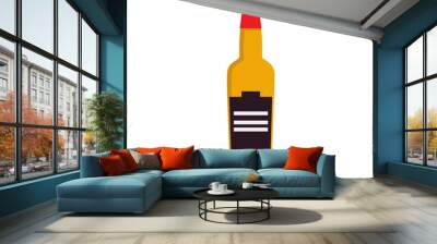 Wiskey bottle beverage liquid party symbol. Cognac glass object celebration vector icon alcohol. Wall mural