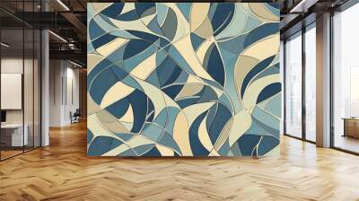  A seamless pattern of intertwining abstract lines.  Wall mural