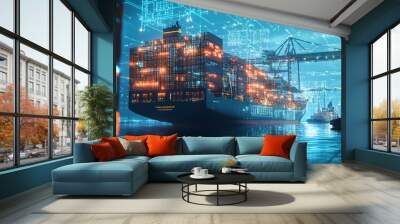 A case study on the impact of technology on the shipping industry. Wall mural