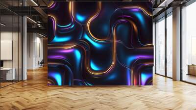 Abstract pattern with neon and metallic tones. Wall mural