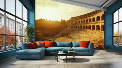 An ancient amphitheater with classic architecture and historical significance. Wall mural